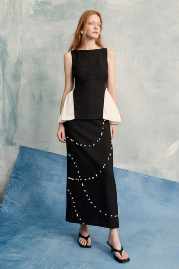 Elegant Classic Shell Top, Skirt Set