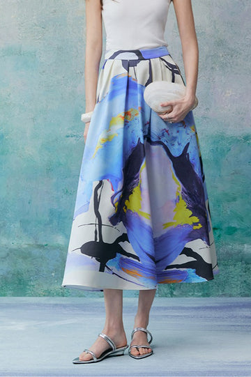 Art Smudge Vacation Print Skirt