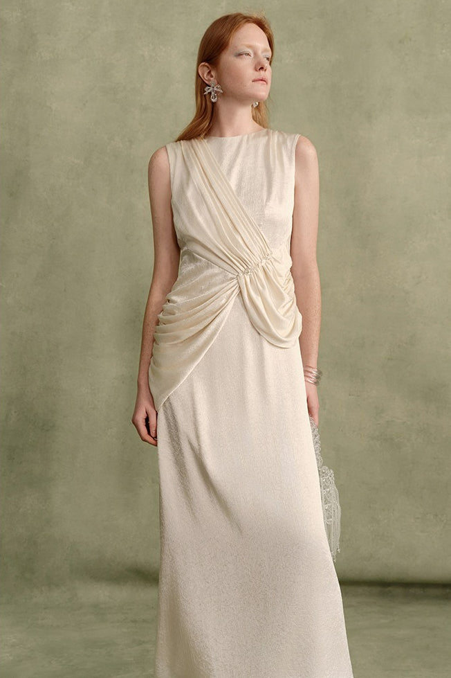 Handmade Pleated Beaded Dress