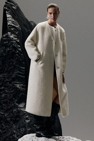 Crew Neck Double-sided Long Coat