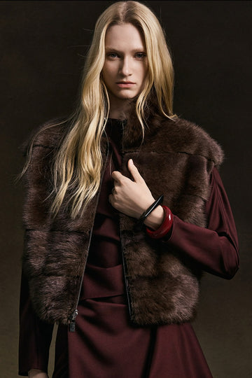 Fur Splicing Double-sided Vest Fur Coat