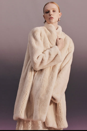 Beige Long Fur Coat