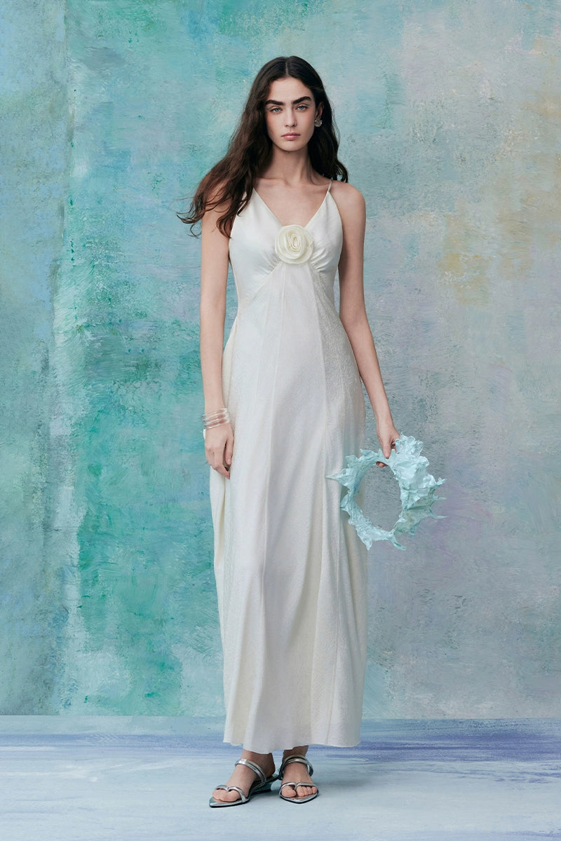 Invisible Pattern Design Flower V Neck Dress