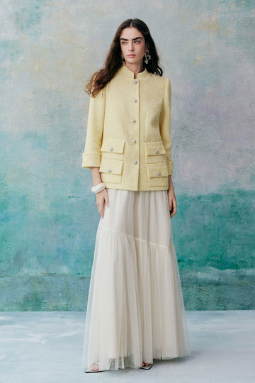 Four Pockets Seven-Sleeve Tweed Jacket