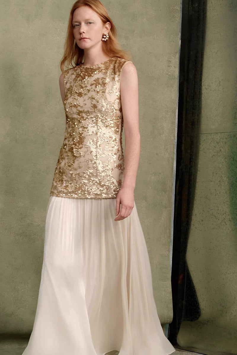 Elegant Sequin Splicing Maxi Dress