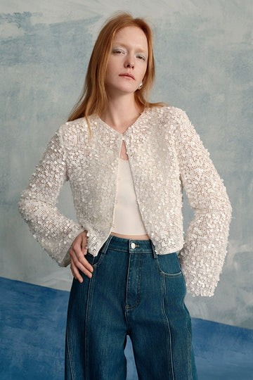 Short Hollow Bead Fragrant Jacket