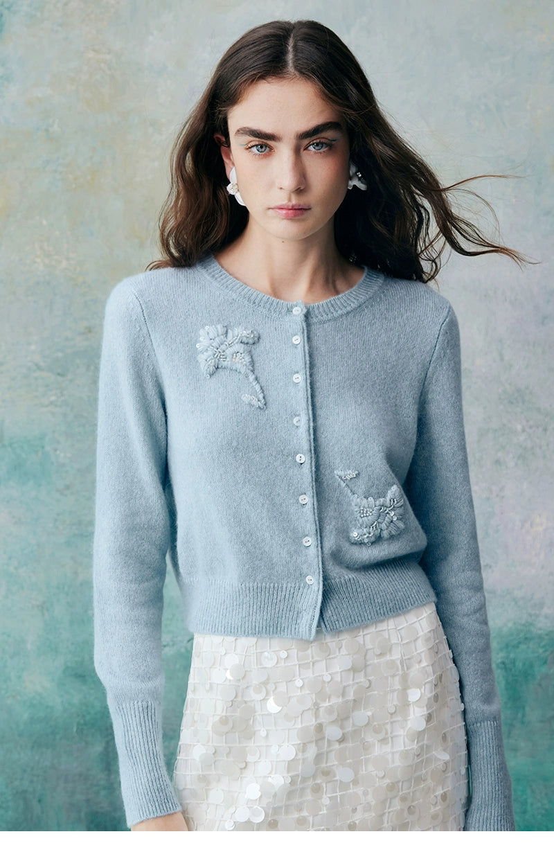 Beaded Embroidered Knitted Cardigan