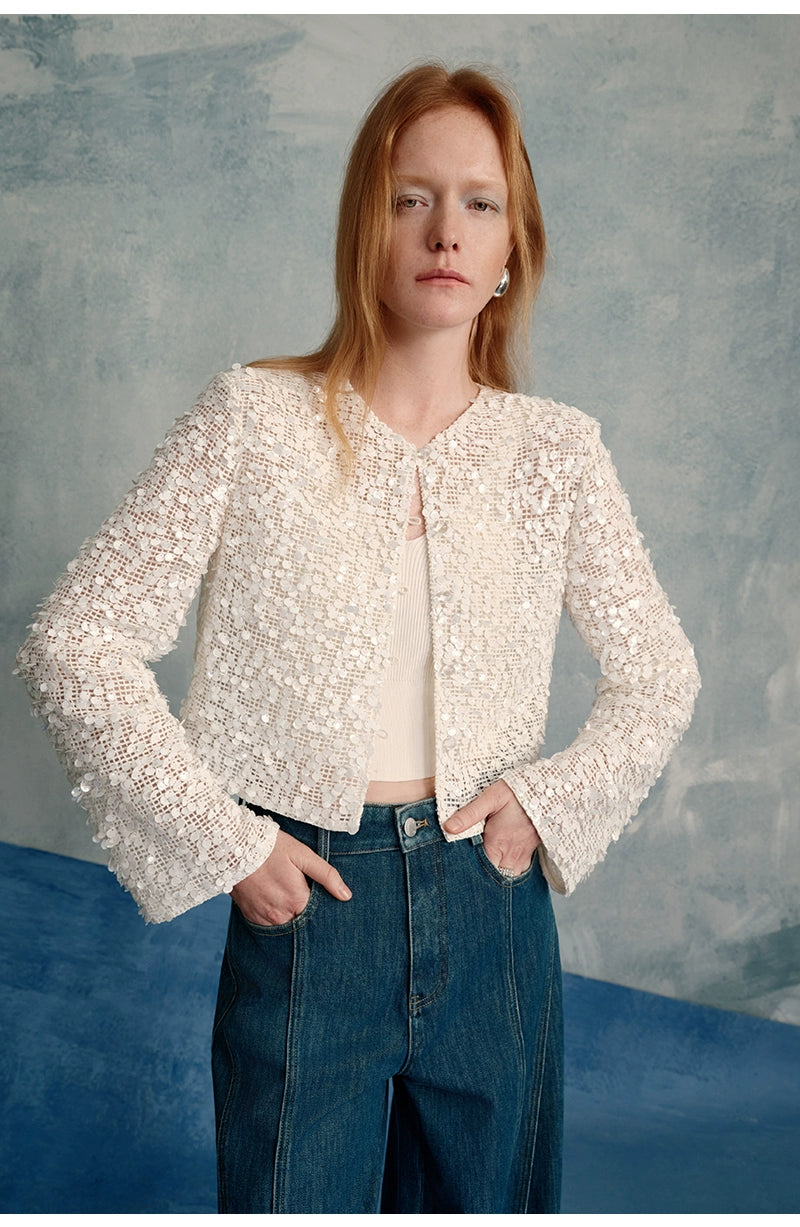Short Hollow Bead Fragrant Jacket