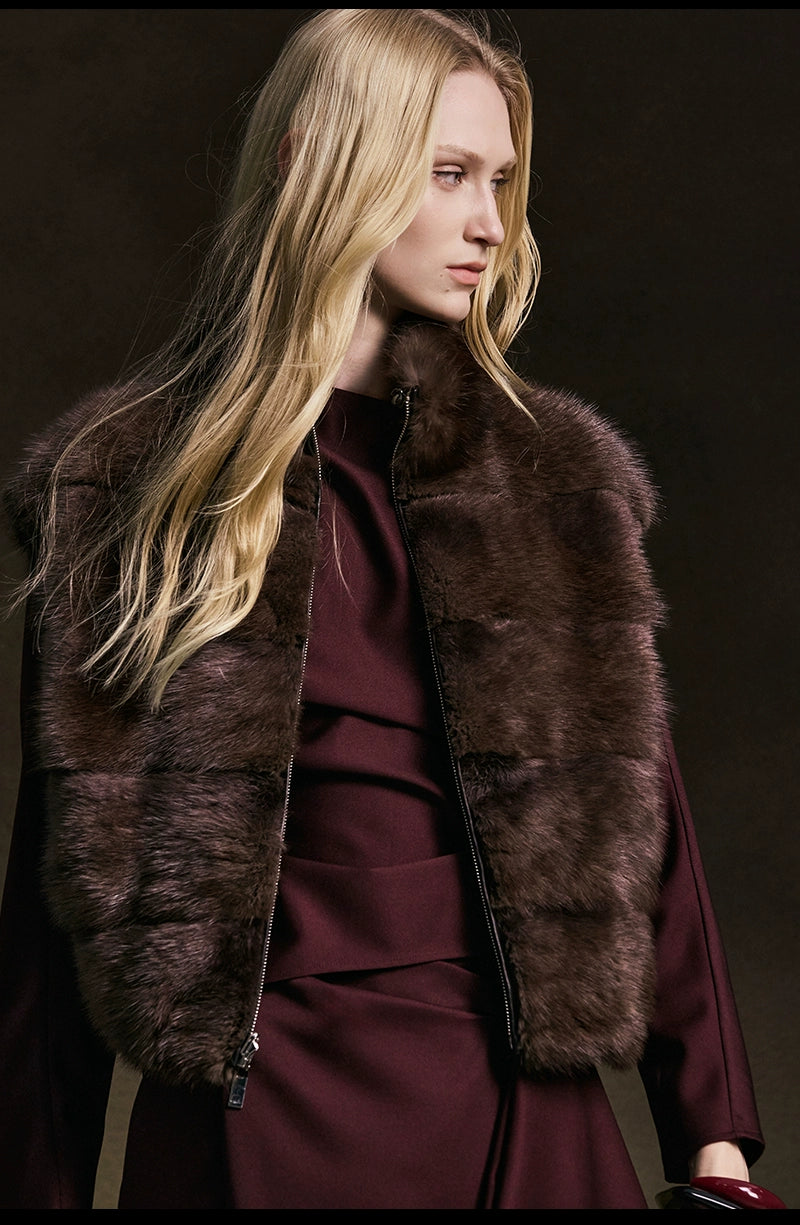 Fur Splicing Double-sided Vest Fur Coat