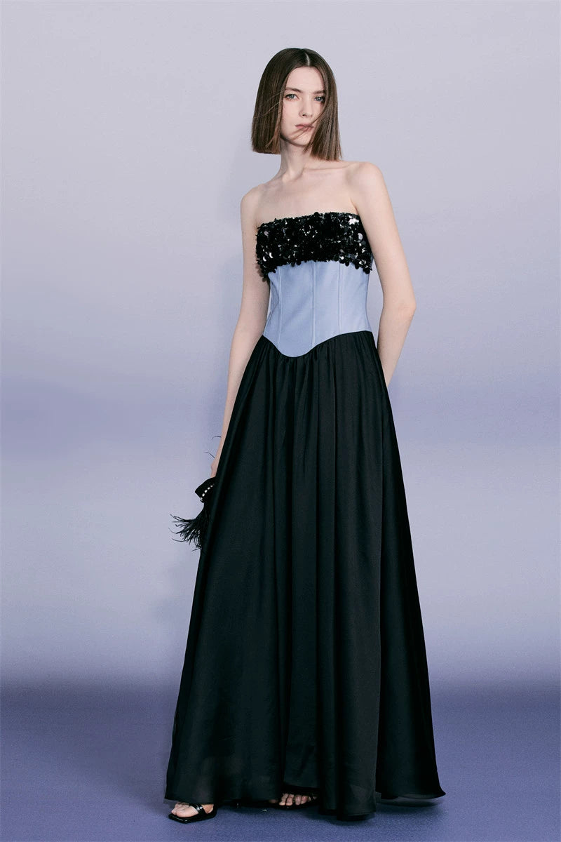 Bead Contrasting Tube Top Dress