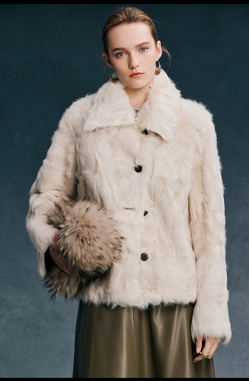 Lapel Double-sided Natural Curly Fur Jacket