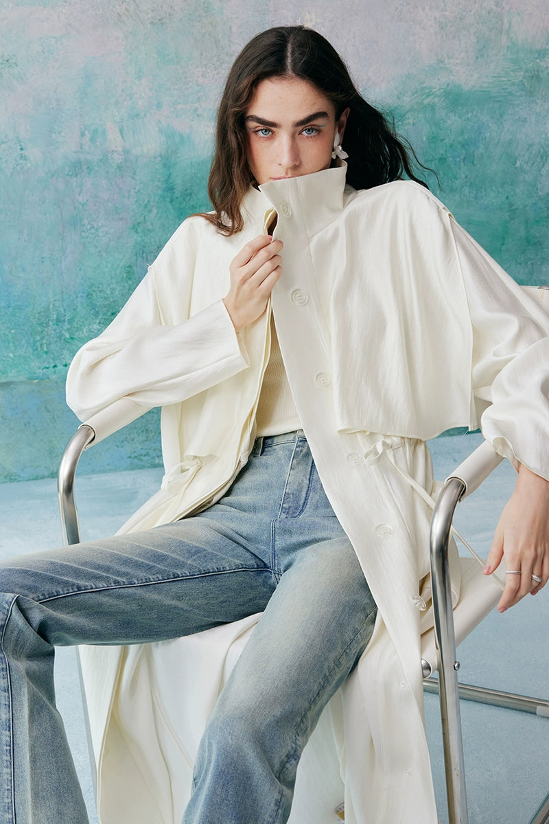 Pearlescent Long Windbreaker Coat