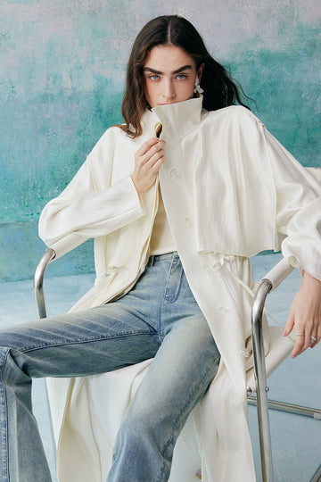 Pearlescent Long Windbreaker Coat