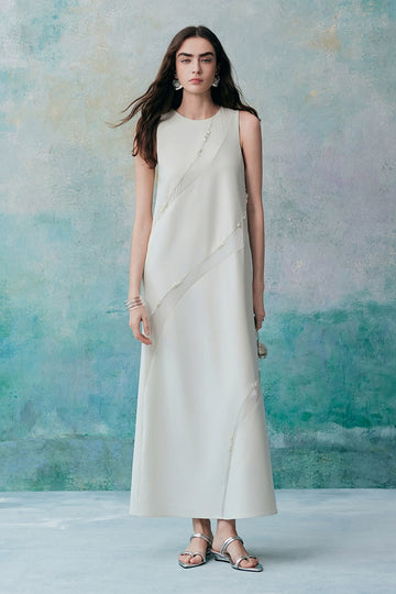 Art Streamline Carved Beaded Sleeveless Dress