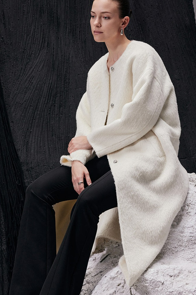 Crew Neck Double-sided Long Coat