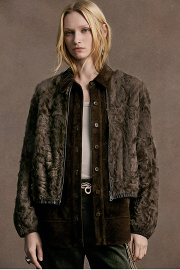 Long-sleeved Short Fur Zipper Jacket