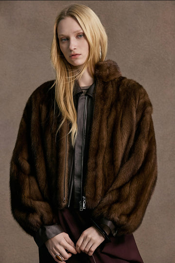 Modern Mink Fur Stand-up Collar Fur Jacket